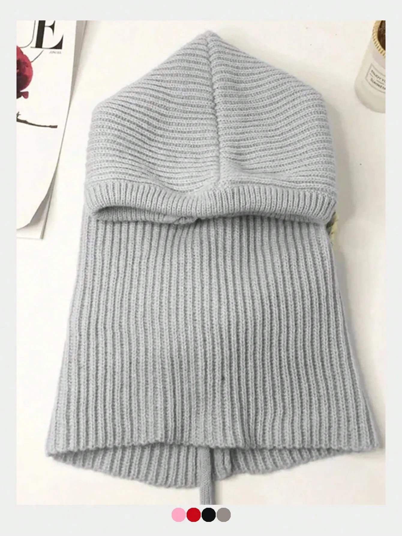 1pc Women Gray Drawstring Hat