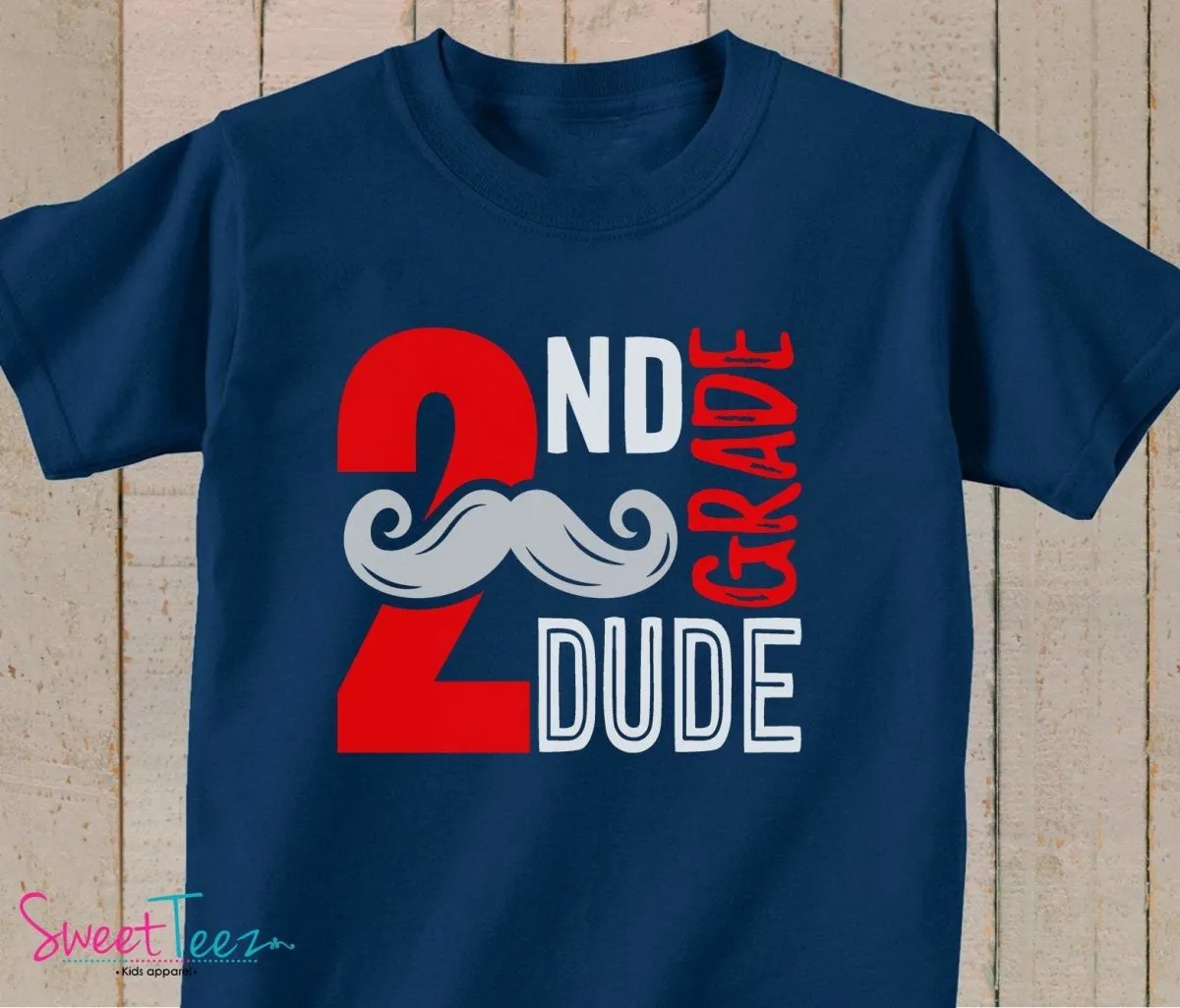 1st Grade Shirt Hip Shirt Boy Navy Tshirt First Grade Dude Kids Hip Back to School Shirt Mustache