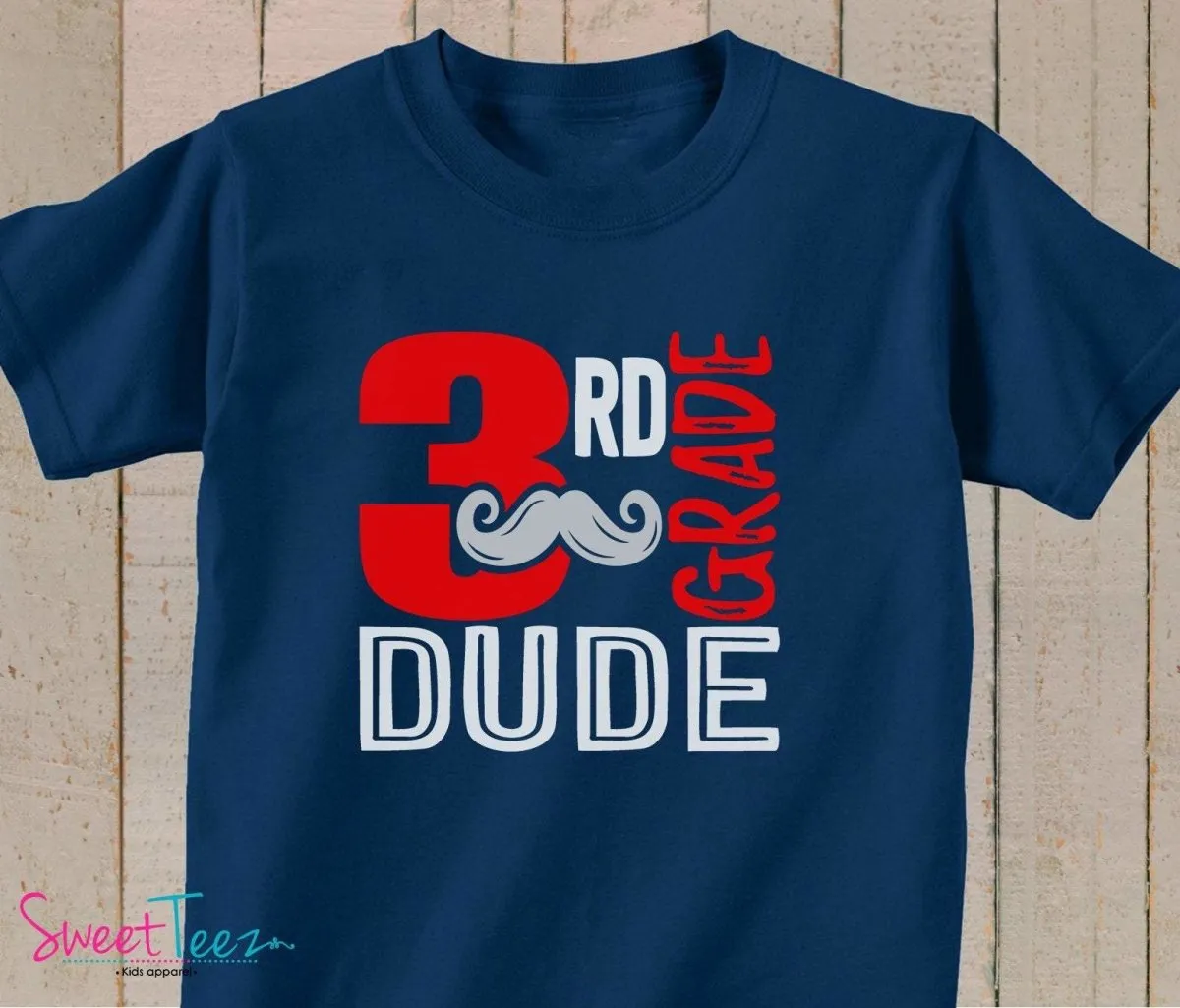 1st Grade Shirt Hip Shirt Boy Navy Tshirt First Grade Dude Kids Hip Back to School Shirt Mustache