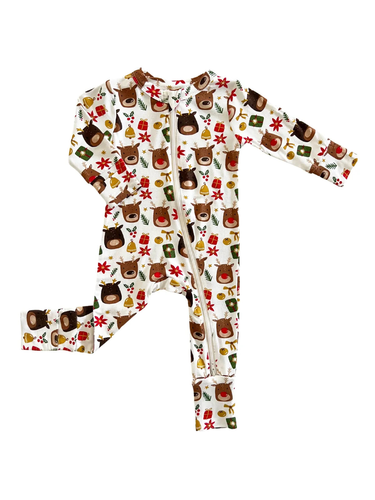 2-Way Convertible Zip Romper, Reindeer Friends