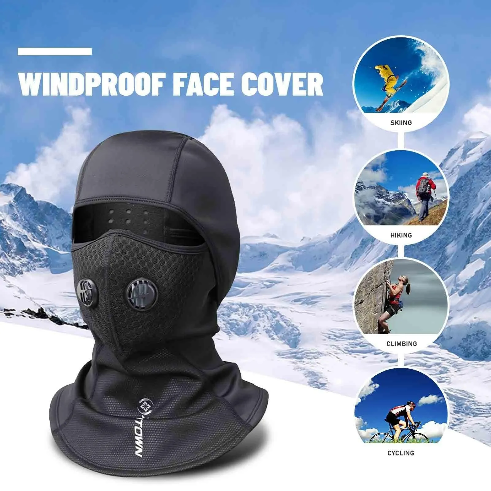 Balaclava Cycling Cap Thermal Face Cover with Breathing Valve in Winter for Skiing Snowboarding Motorcycling for Men Women