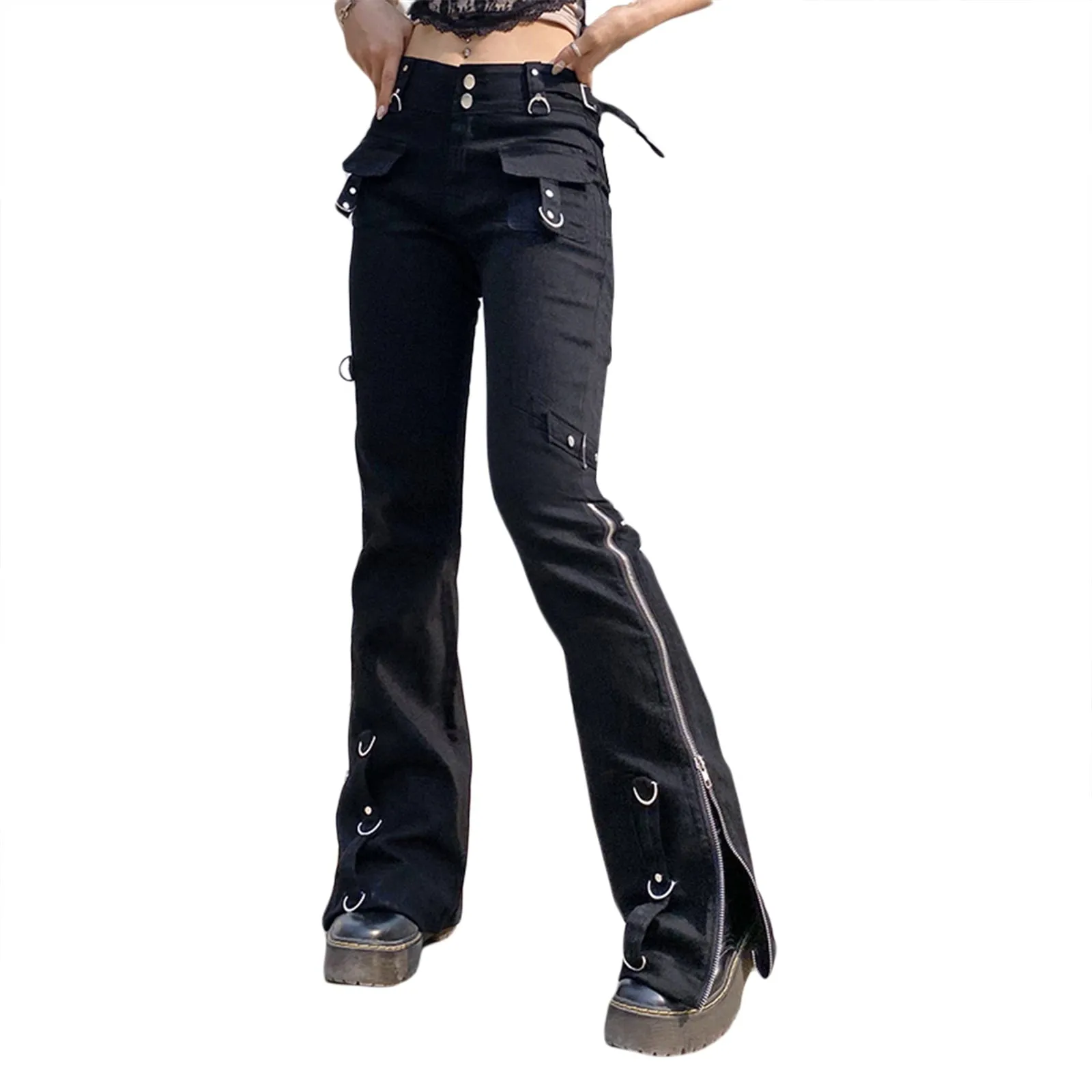 Bandage Low Waist Cargo Pants Gothic