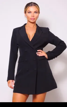 Black Double  Breasted Dress Blazer