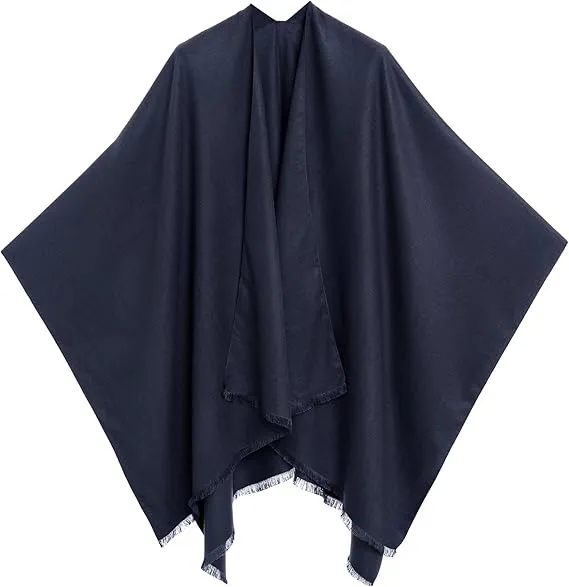 Black Luxurious Knit Sweater Poncho Cardigan