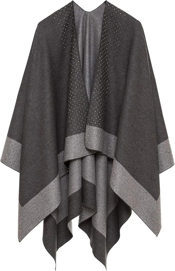 Black Luxurious Knit Sweater Poncho Cardigan