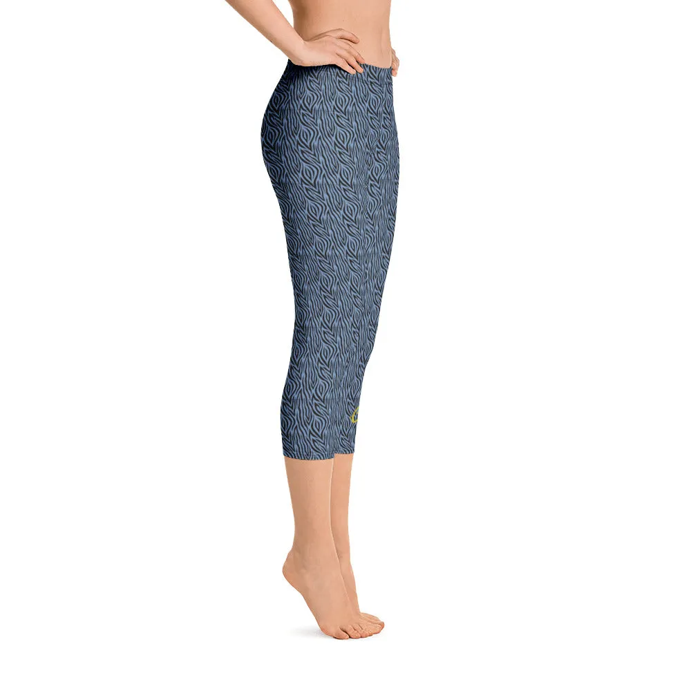 Blue Zebra Capri Leggings