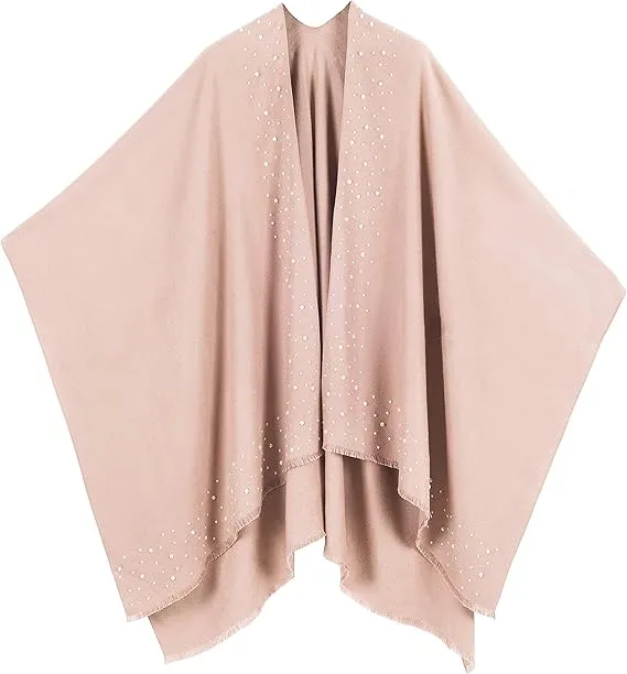 Blush Luxurious Knit Sweater Poncho Cardigan