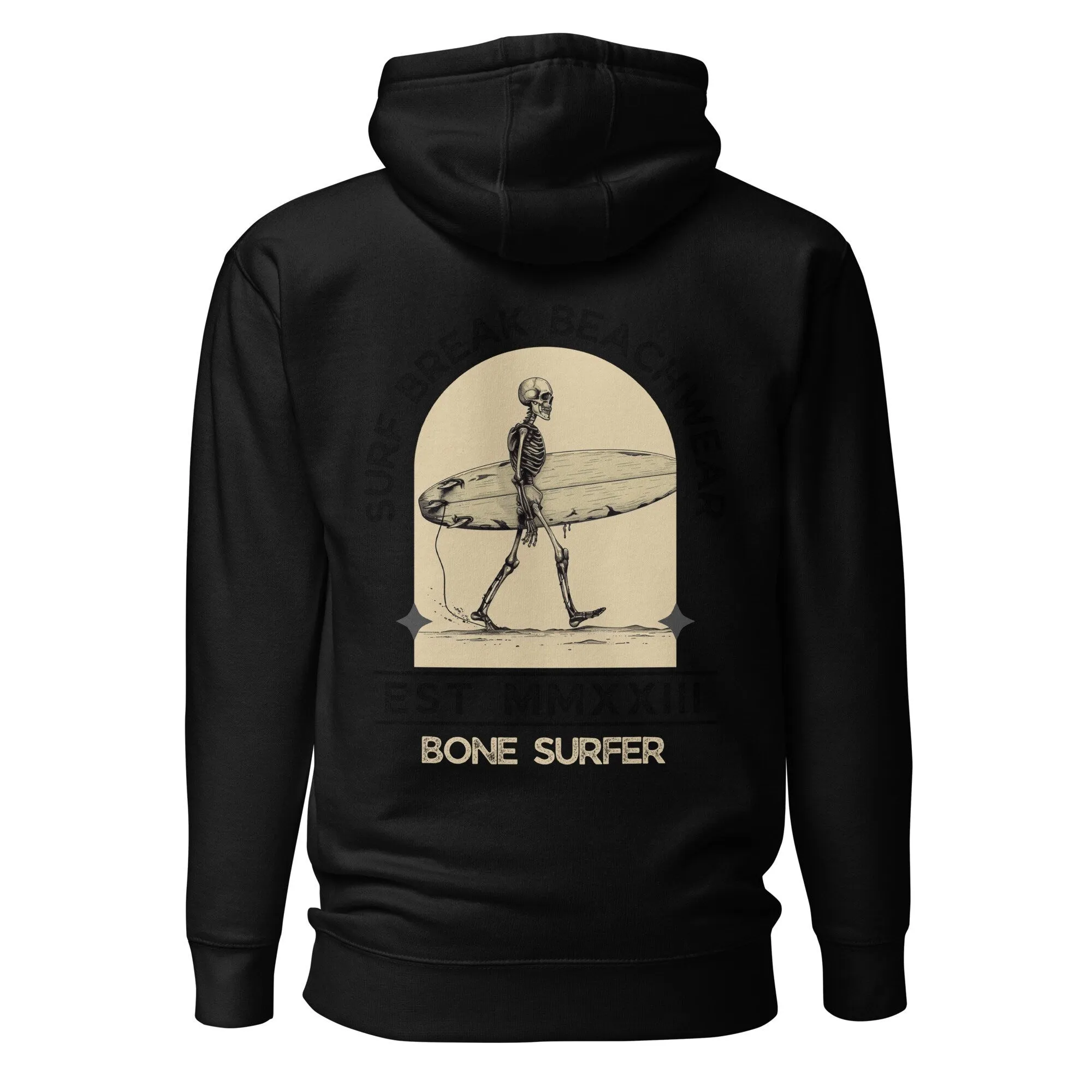 Bone Surfer Sweatshirt, Skeleton Hoodie, Surf screen-print, Comfy sweatshirt, Cool Skull, Recycled sweatshirt, Boho, Men's Hoodie