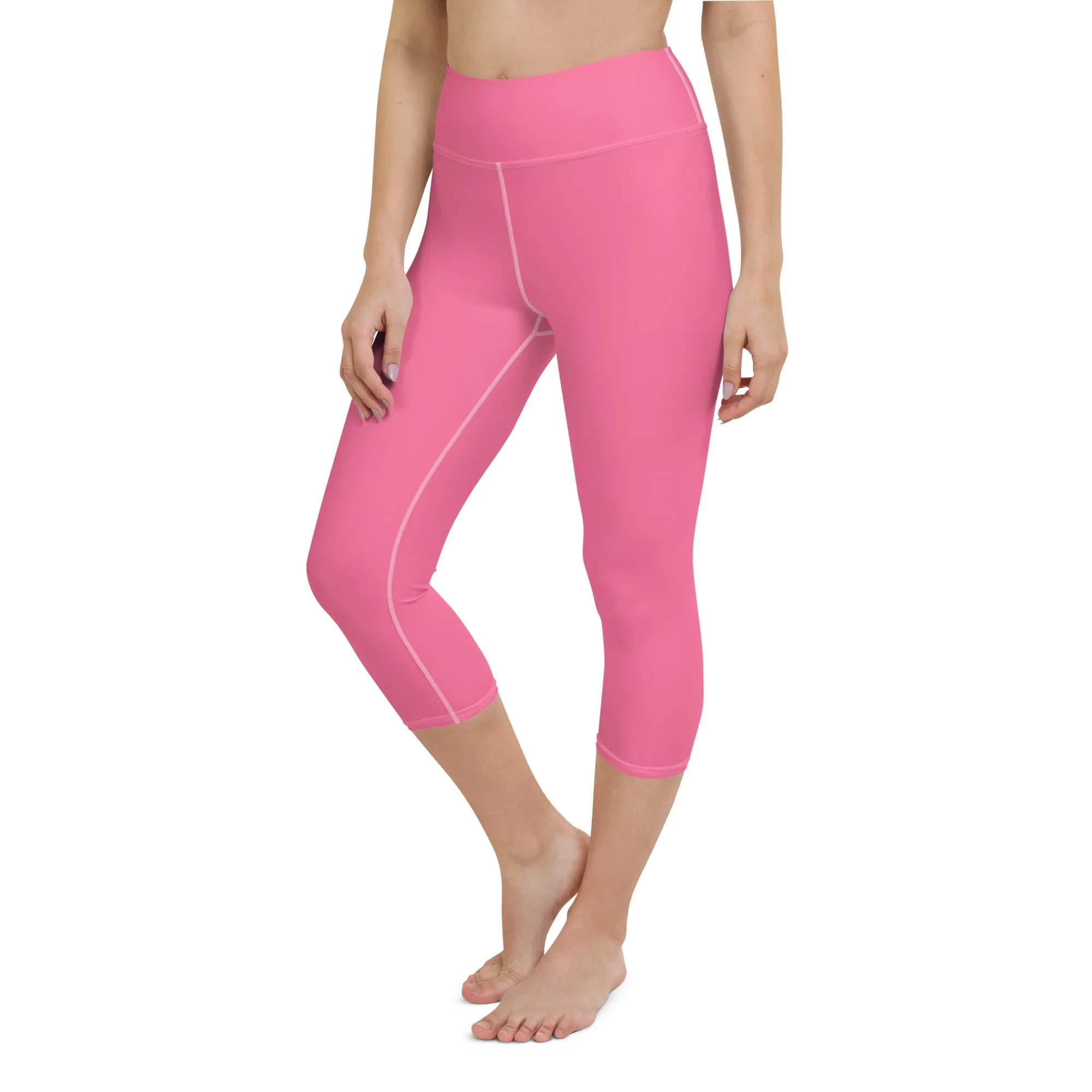 Bubble Gum Bliss High-Waisted Yoga Capri Leggings for Comfort & Style, lioness-love