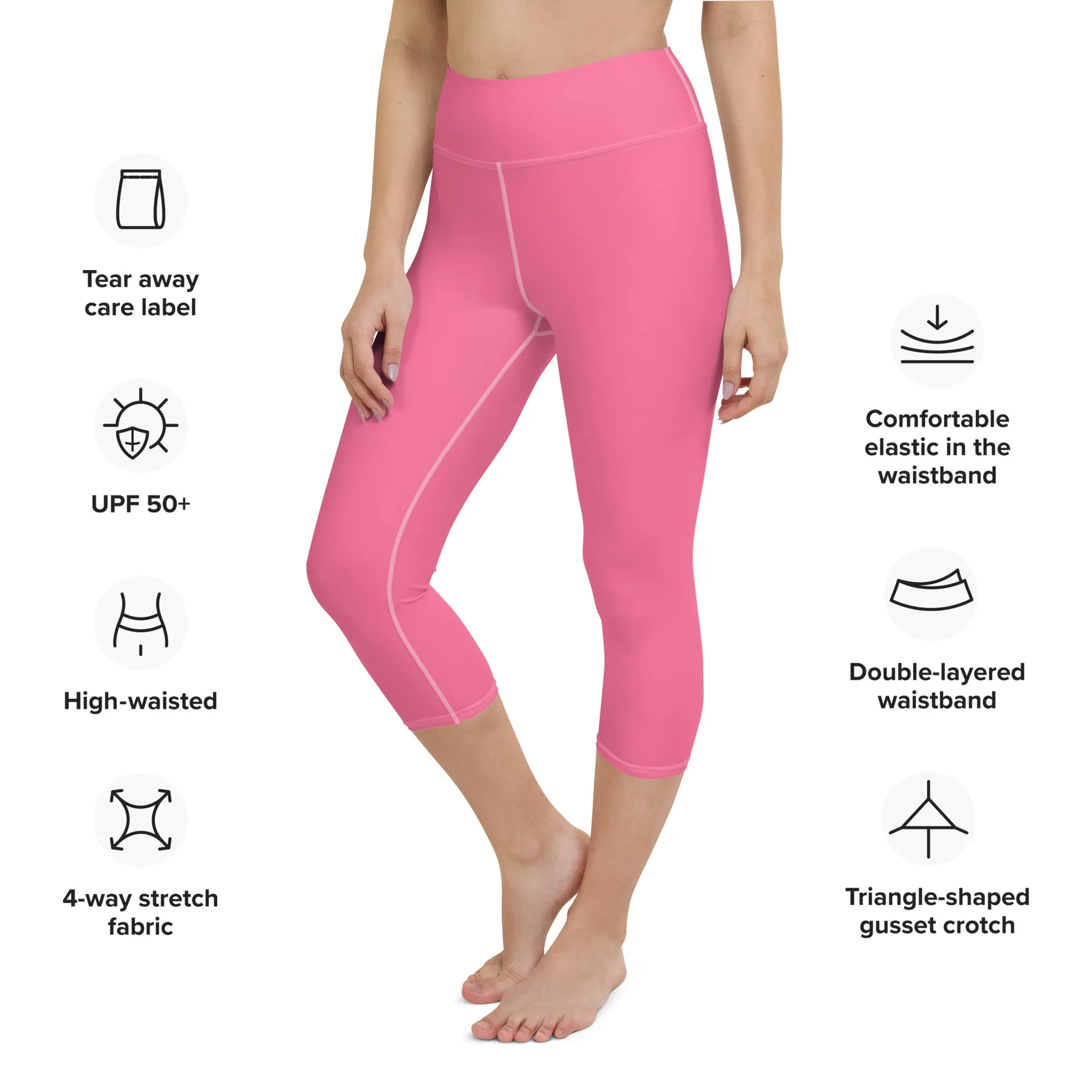 Bubble Gum Bliss High-Waisted Yoga Capri Leggings for Comfort & Style, lioness-love