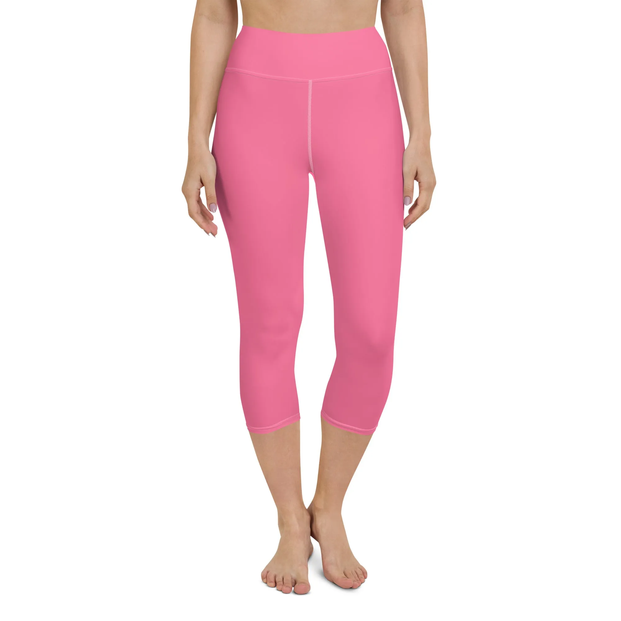 Bubble Gum Bliss High-Waisted Yoga Capri Leggings for Comfort & Style, lioness-love