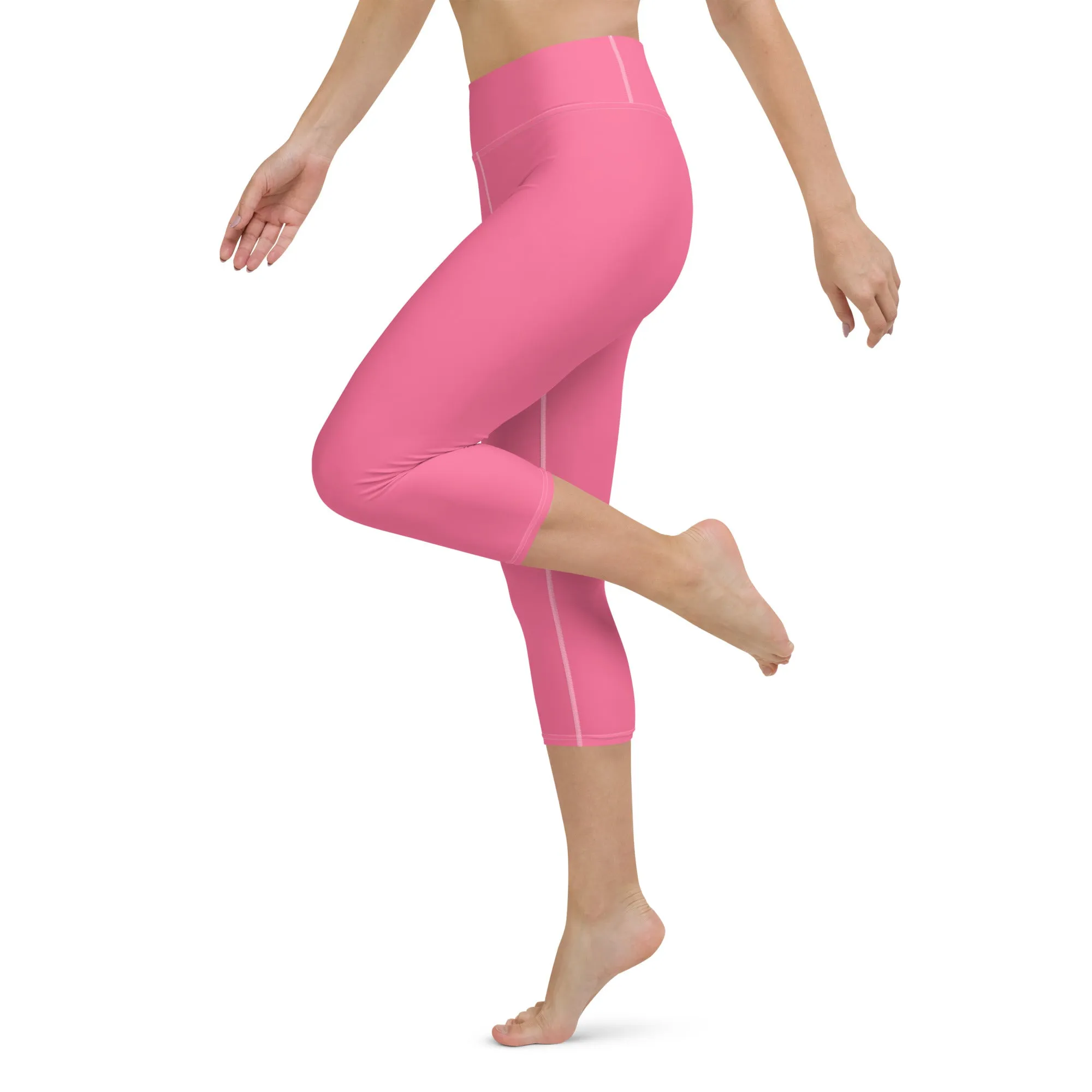 Bubble Gum Bliss High-Waisted Yoga Capri Leggings for Comfort & Style, lioness-love