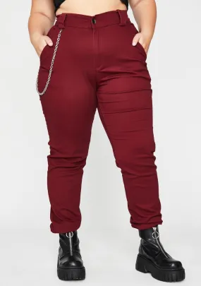 Burgundy Baddie In Flight Cargo Pants