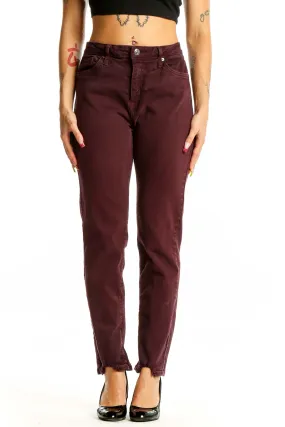 Burgundy High-Waisted Straight Leg Jeans