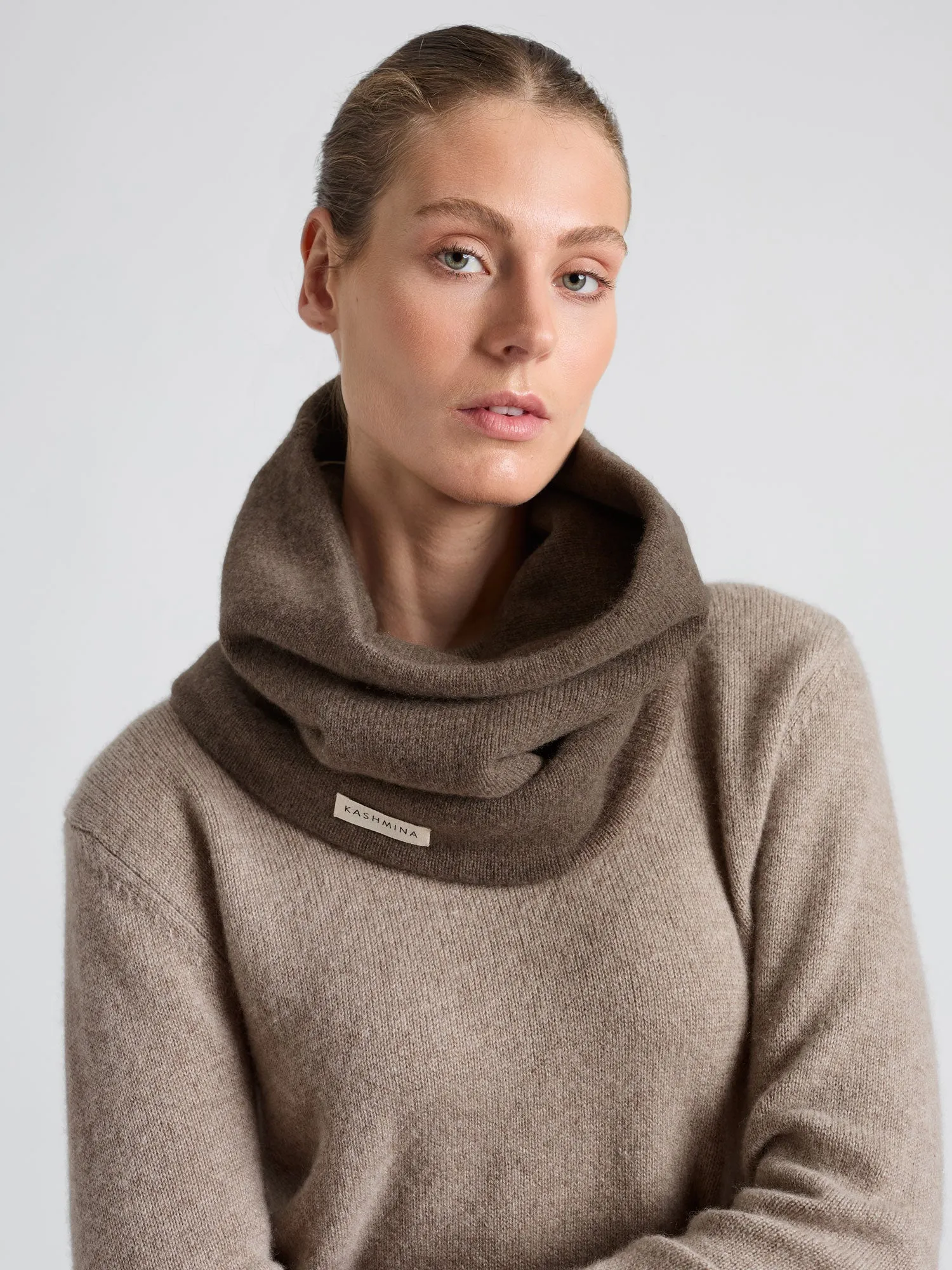 Cashmere snood "Eydis" - Dark toast