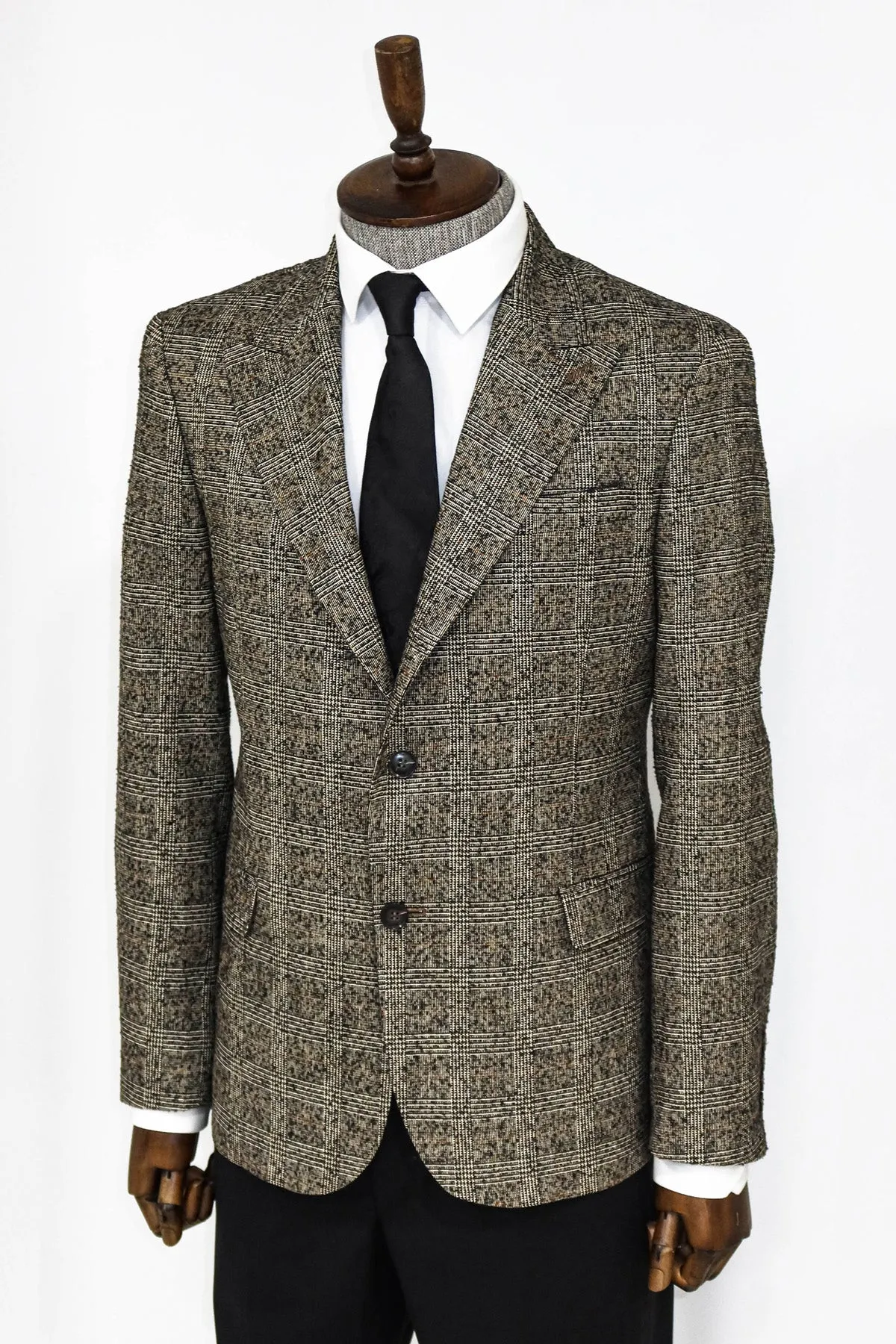 Checked Black Men Blazer and Trousers Combination - Wessi