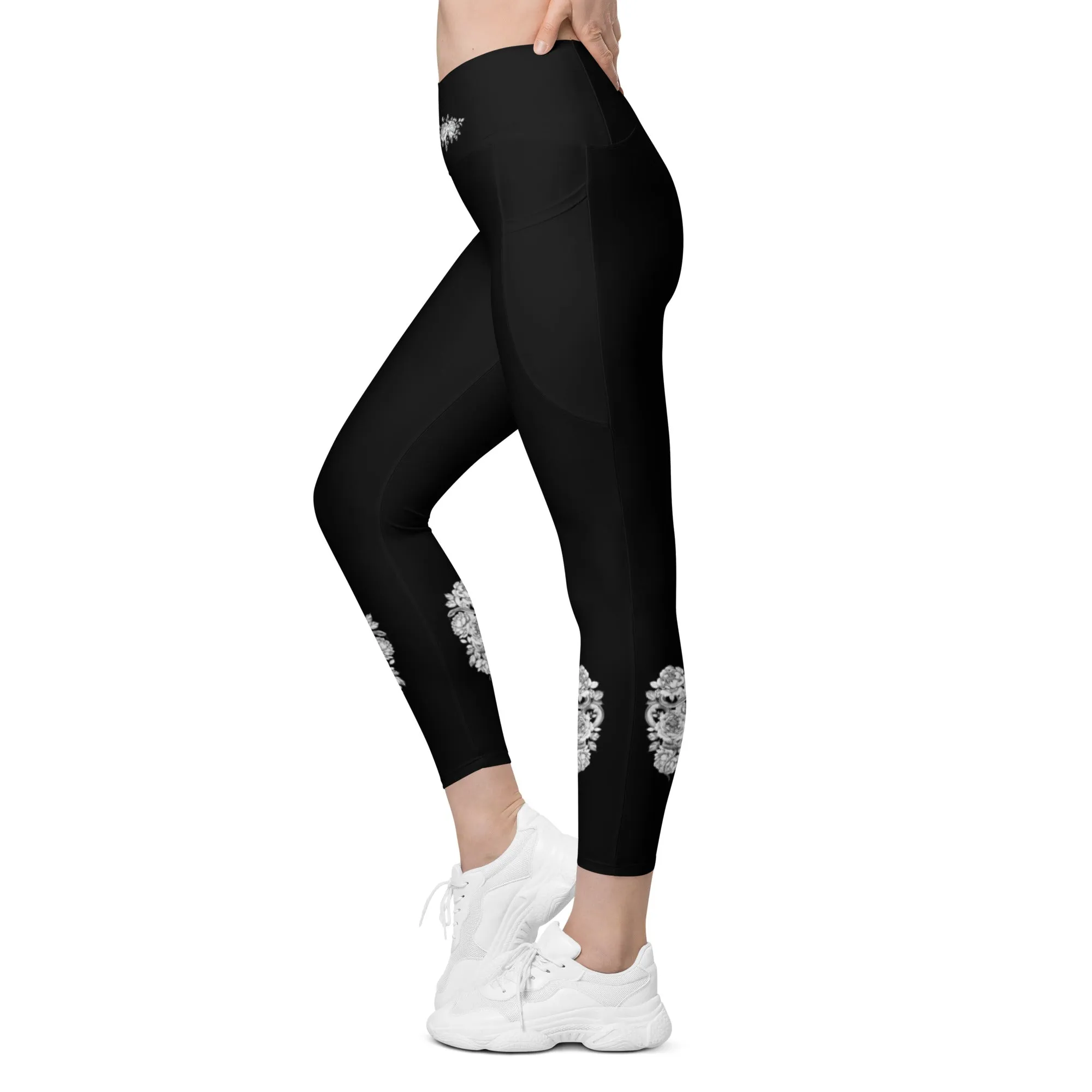 Chic Snake Design Crossover Leggings with Pockets, lioness-love