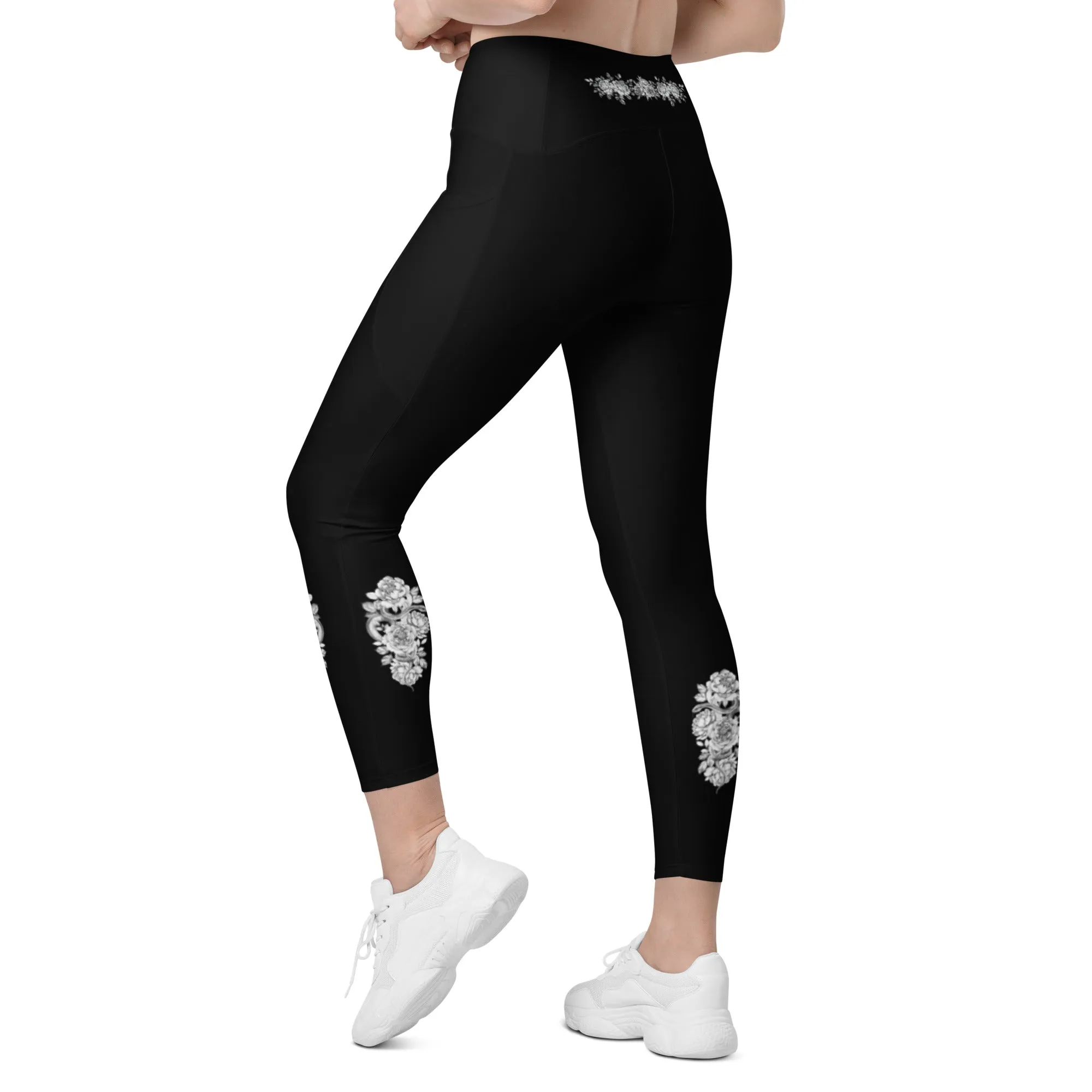 Chic Snake Design Crossover Leggings with Pockets, lioness-love