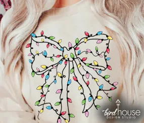 Christmas Lights Coquette Bow Shirt