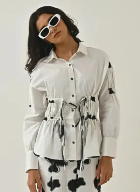 Cotton White Stringed Ladies Shirt