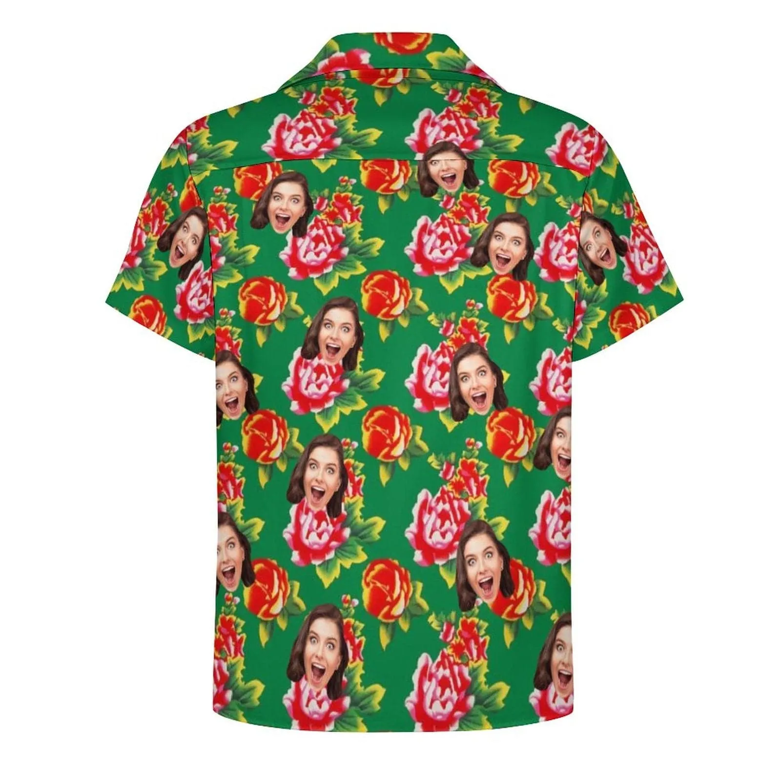 Custom Face Big Flowers Cuban Collar Shirt Hawaiian Shirt for Husband or Boyfriend