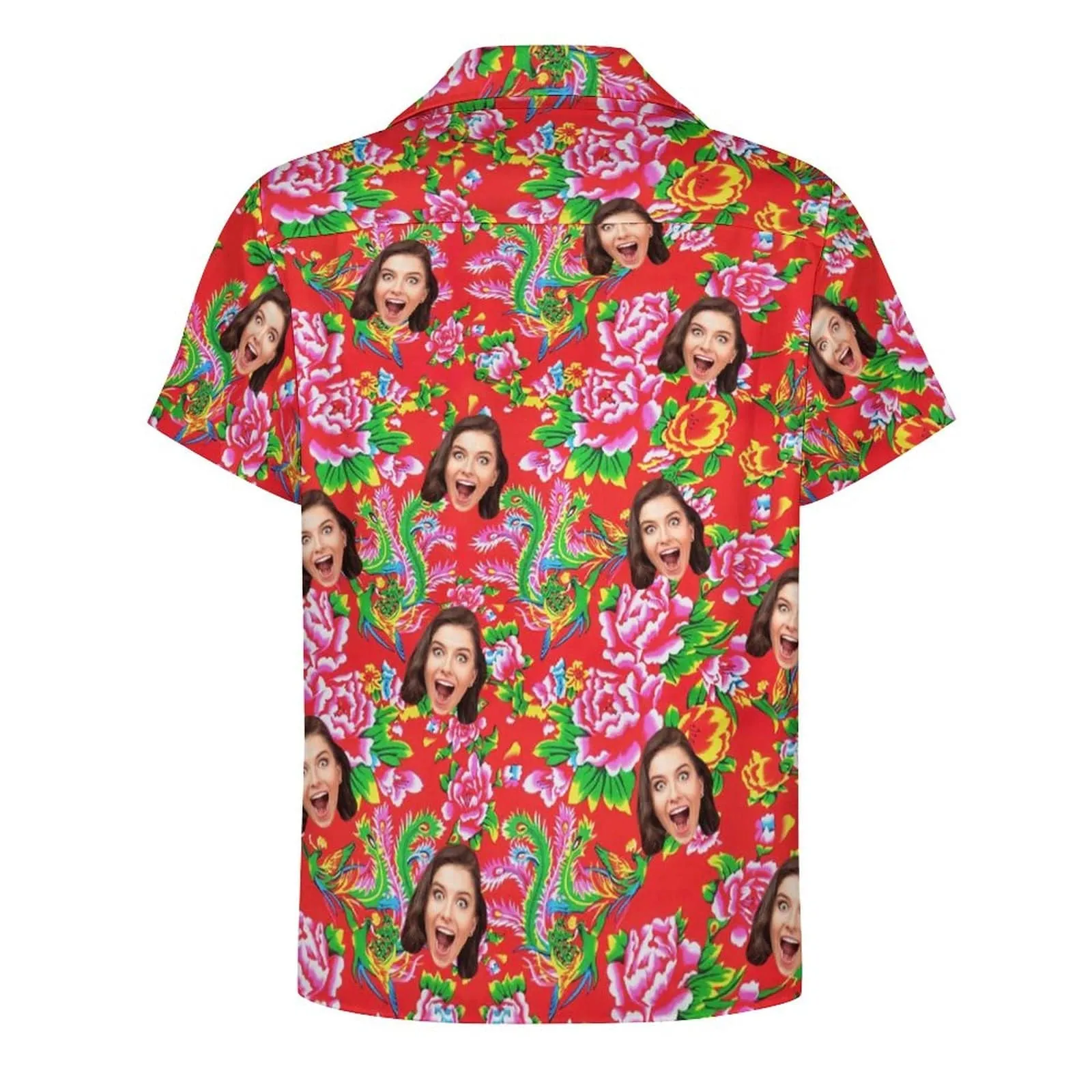 Custom Face Big Flowers Cuban Collar Shirt Hawaiian Shirt for Husband or Boyfriend