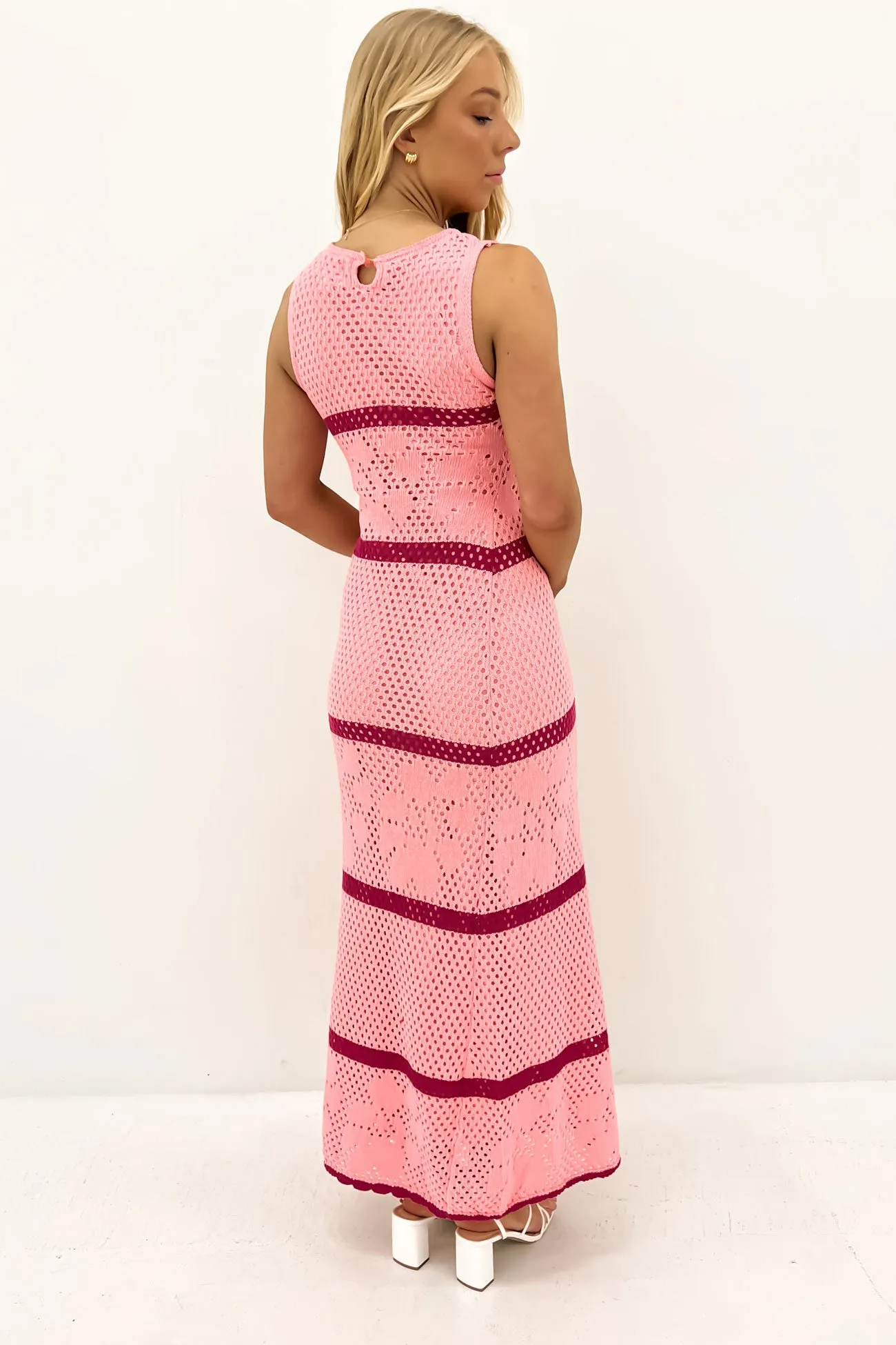 Cynthia Crochet Maxi Dress Pink