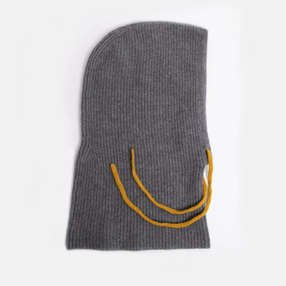 Dark Grey/Mustard Cashmere Balaclava Hood