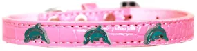 Dolphin Widget Croc Dog Collar Light Pink Size 14