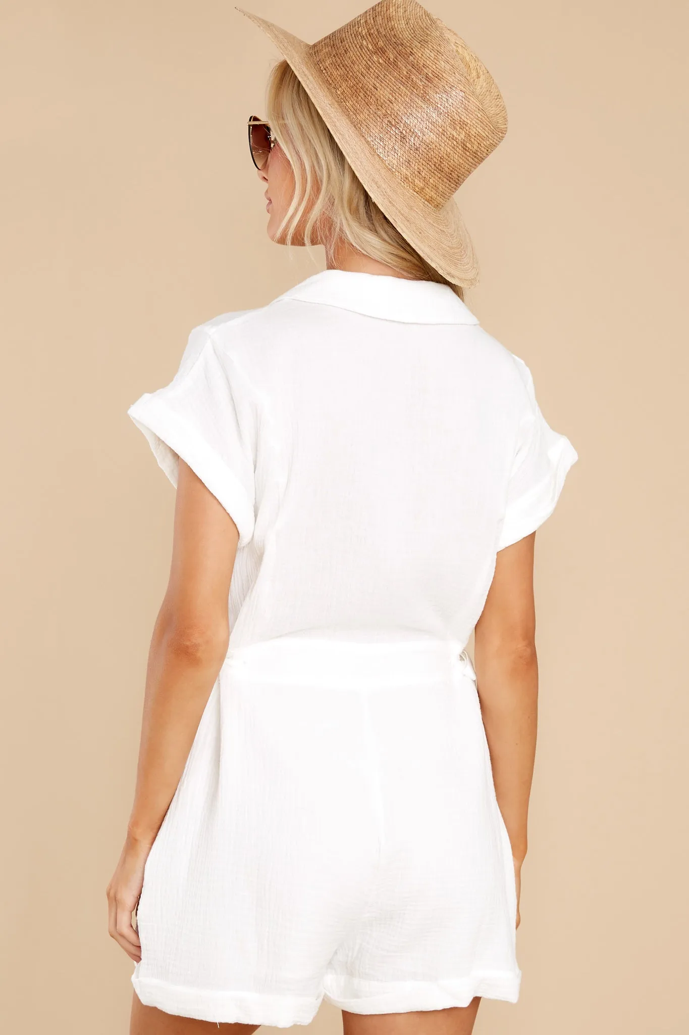 Ease Along White Cotton Romper