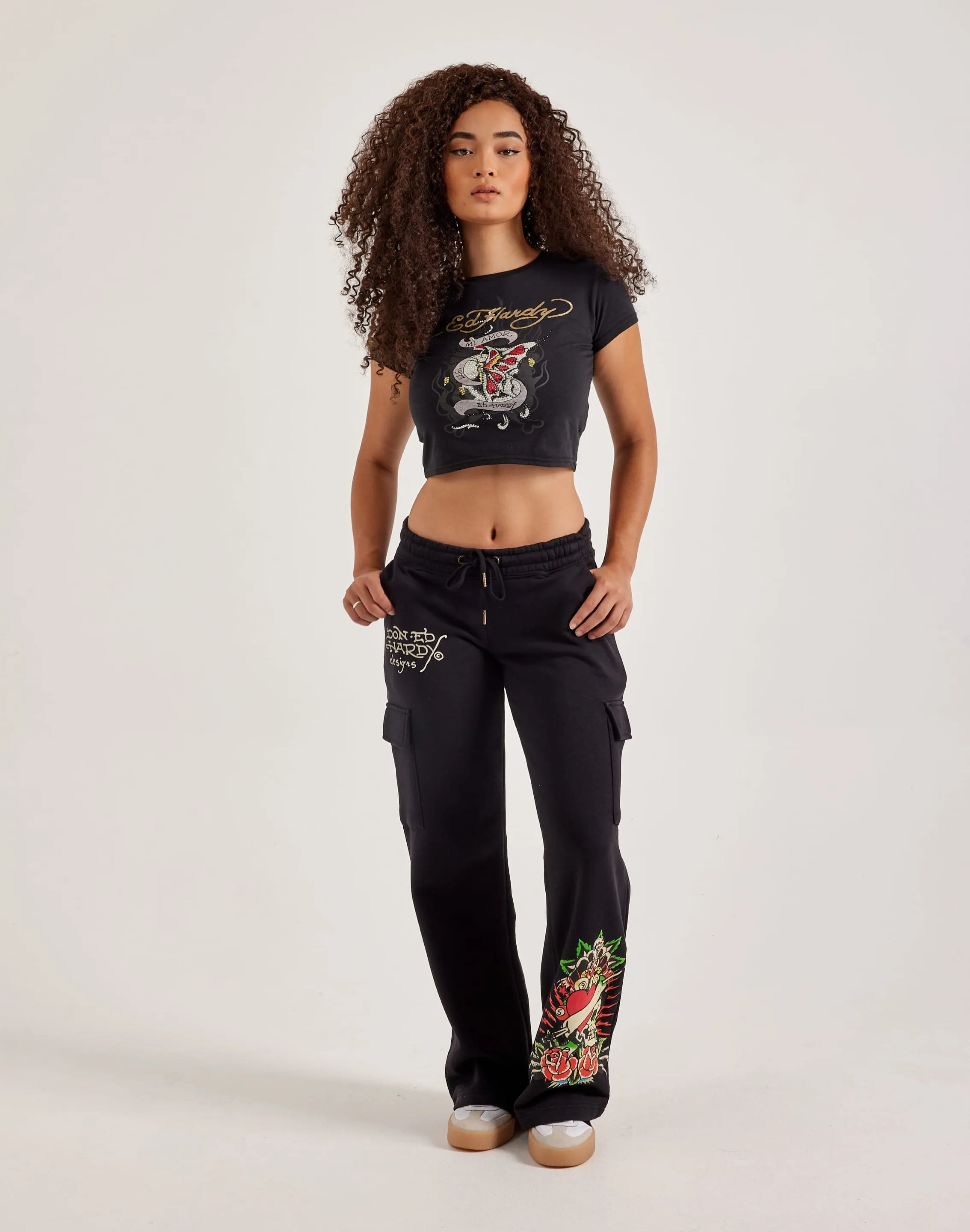 Ed Hardy Rose Skull Fleece Cargo Pants