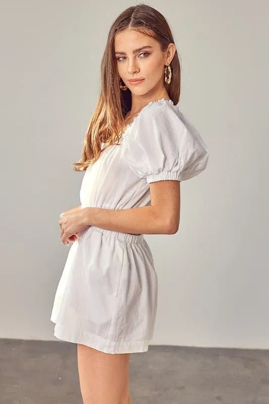 Eyes On You Square Neck White Romper