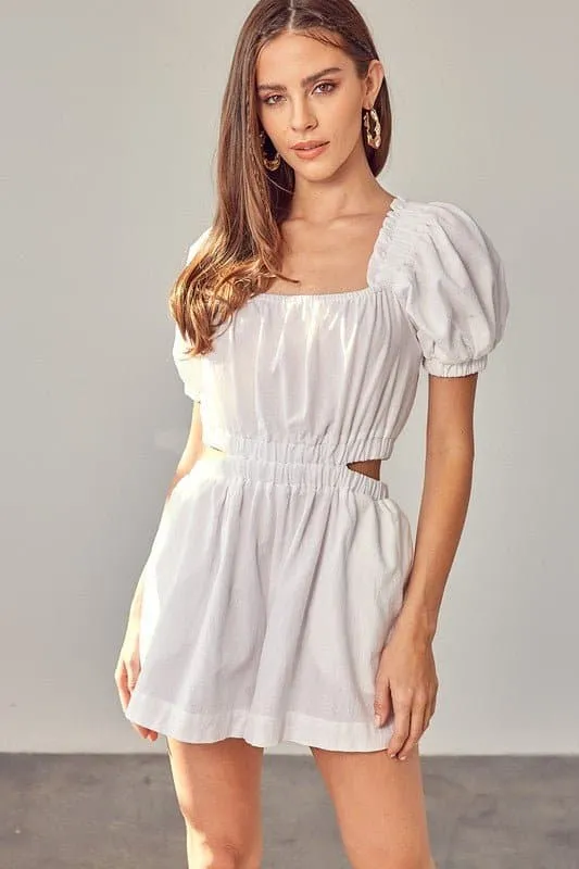 Eyes On You Square Neck White Romper