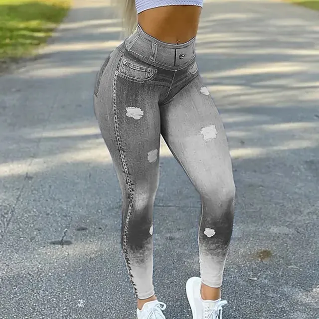 Faux Denim Jean Leggings