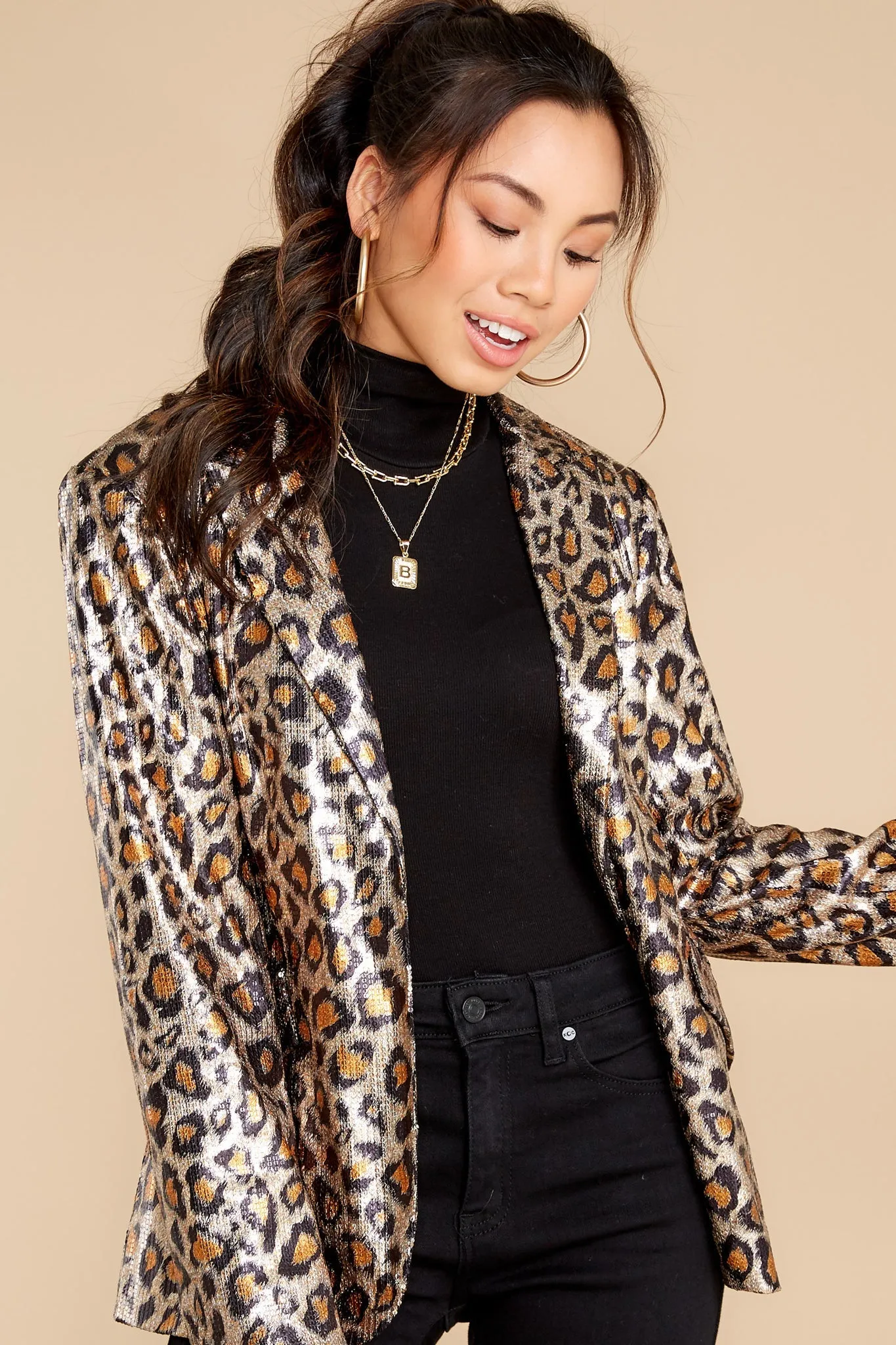 Fiercely Stunning Gold Leopard Print Blazer