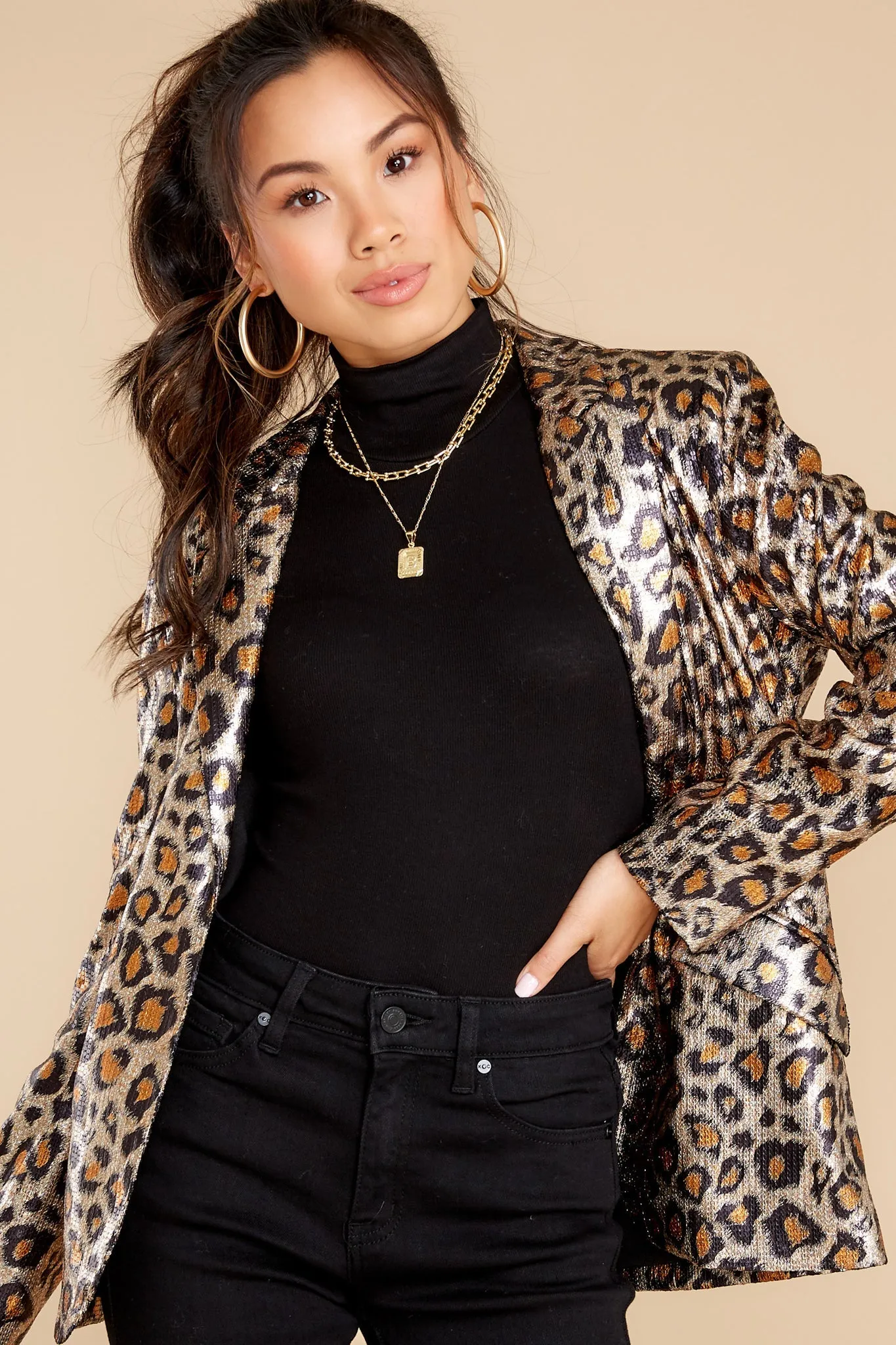 Fiercely Stunning Gold Leopard Print Blazer