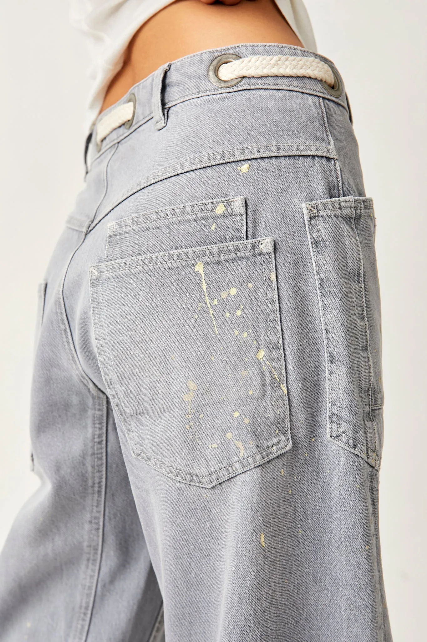 Free People Moxie Low Slung Pull On Barrel Jean in Little Darlin