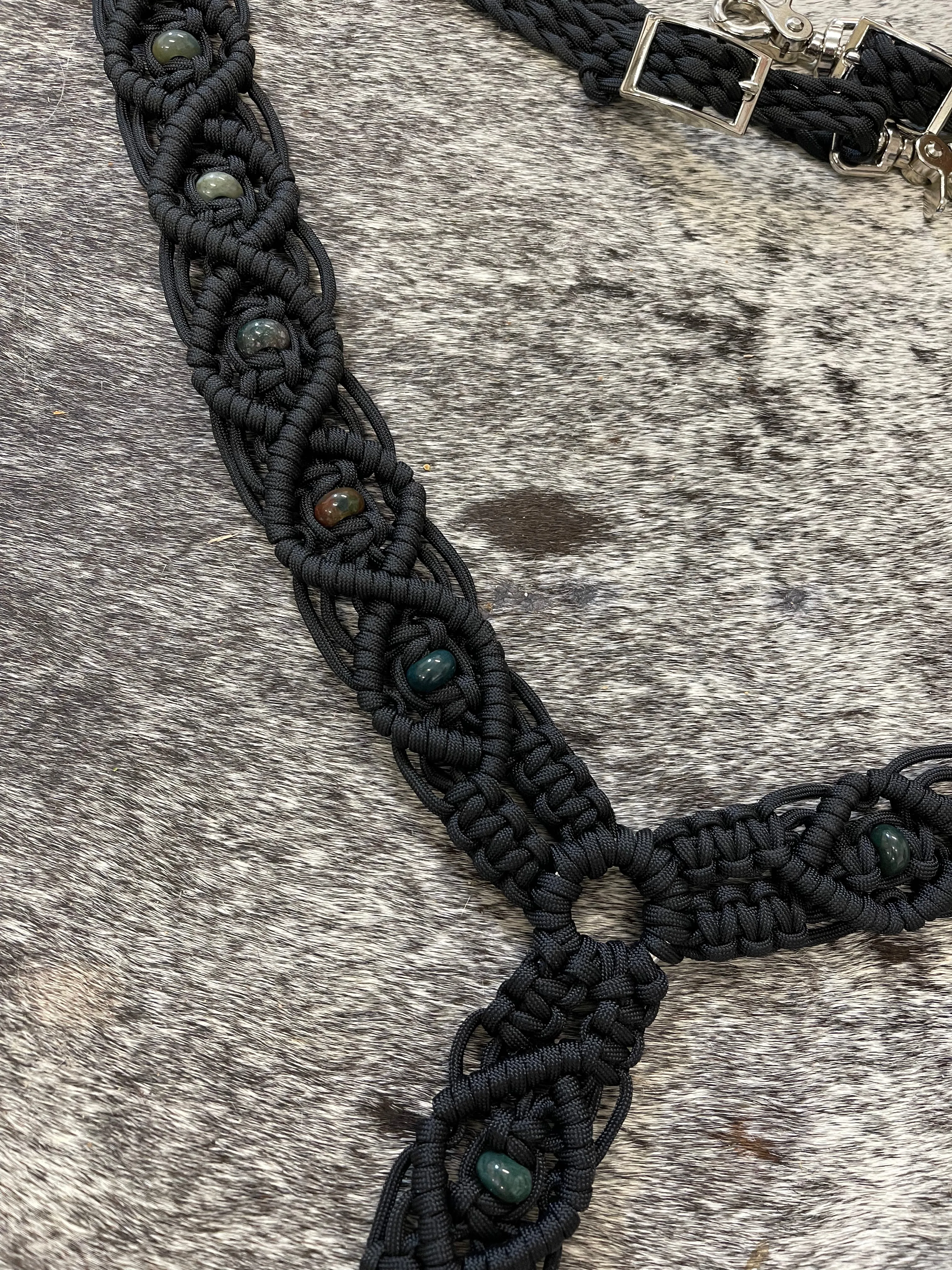 Gemstone fancy macrame  breast collar (custom colors available)