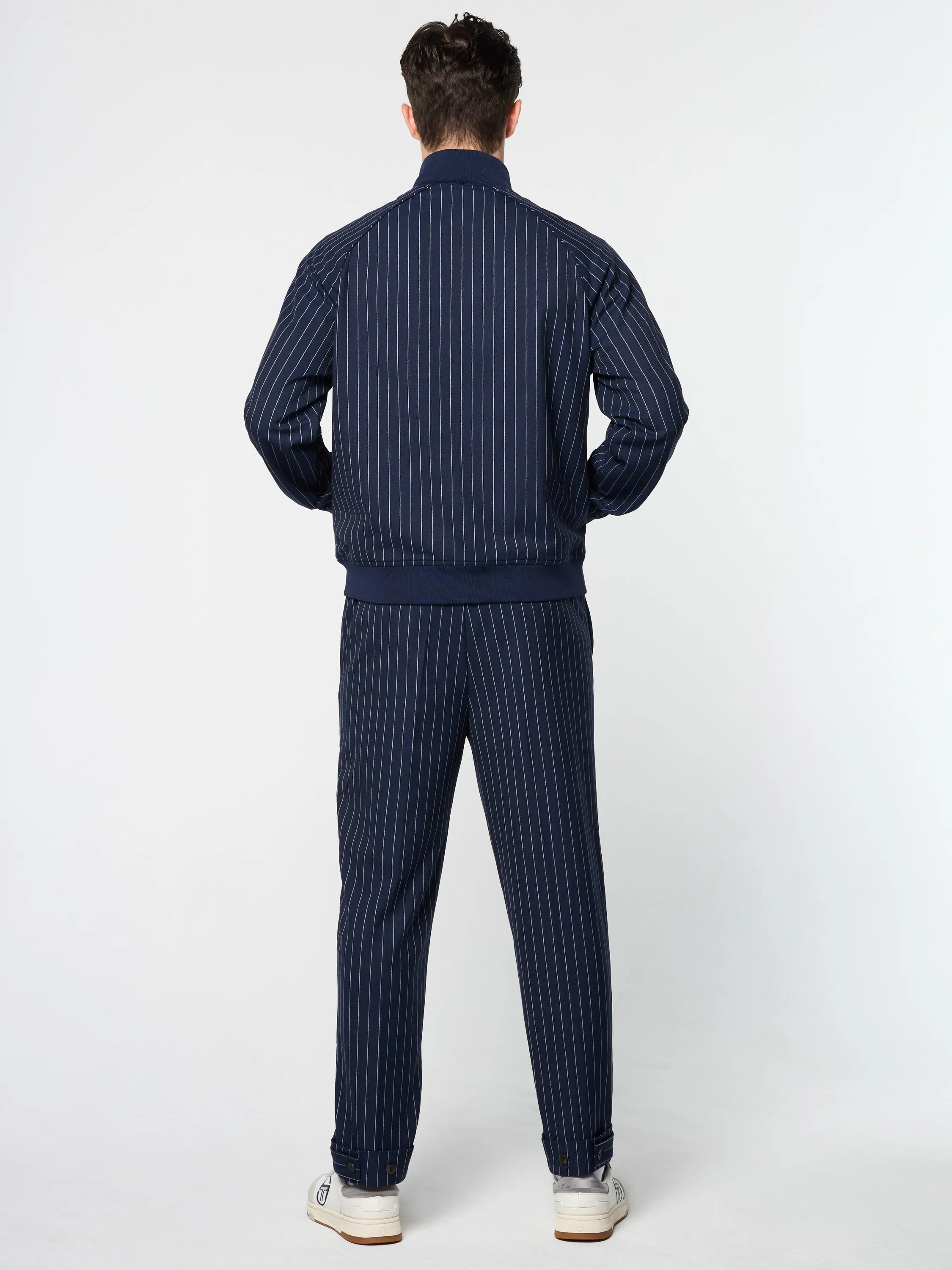 Gessato Suiting Track Jacket- Maritime Blue