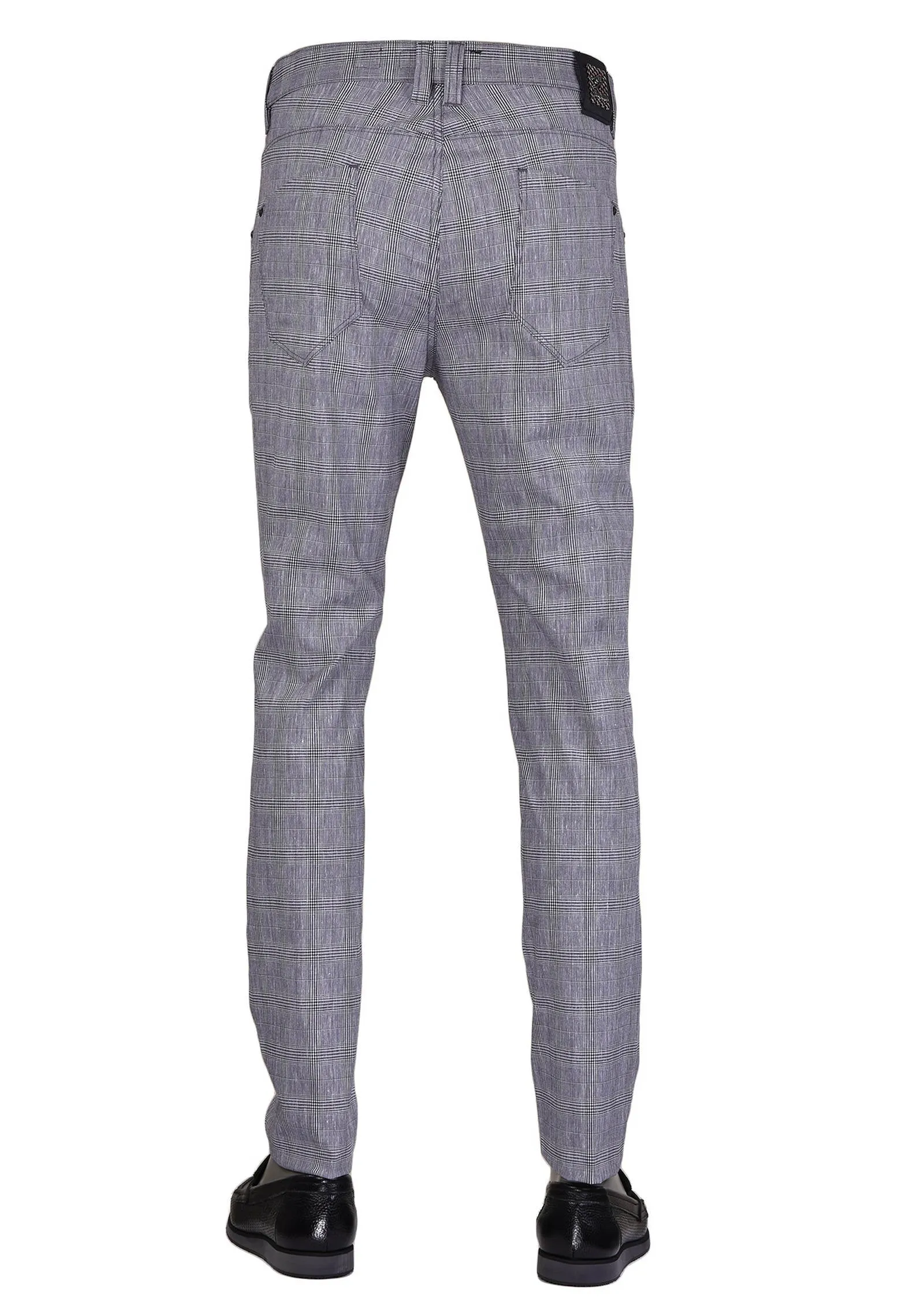 Gray Plaid Casual 2-Pieces Suit