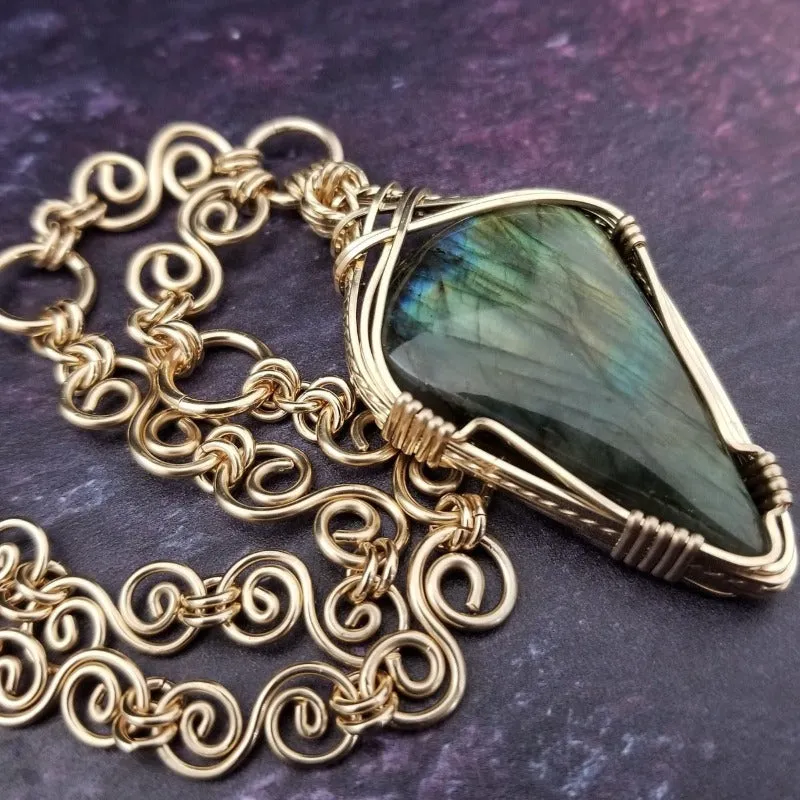 INFINITY SOFT CHAIN COLLAR, Gold with Labradorite {One of A Kind},