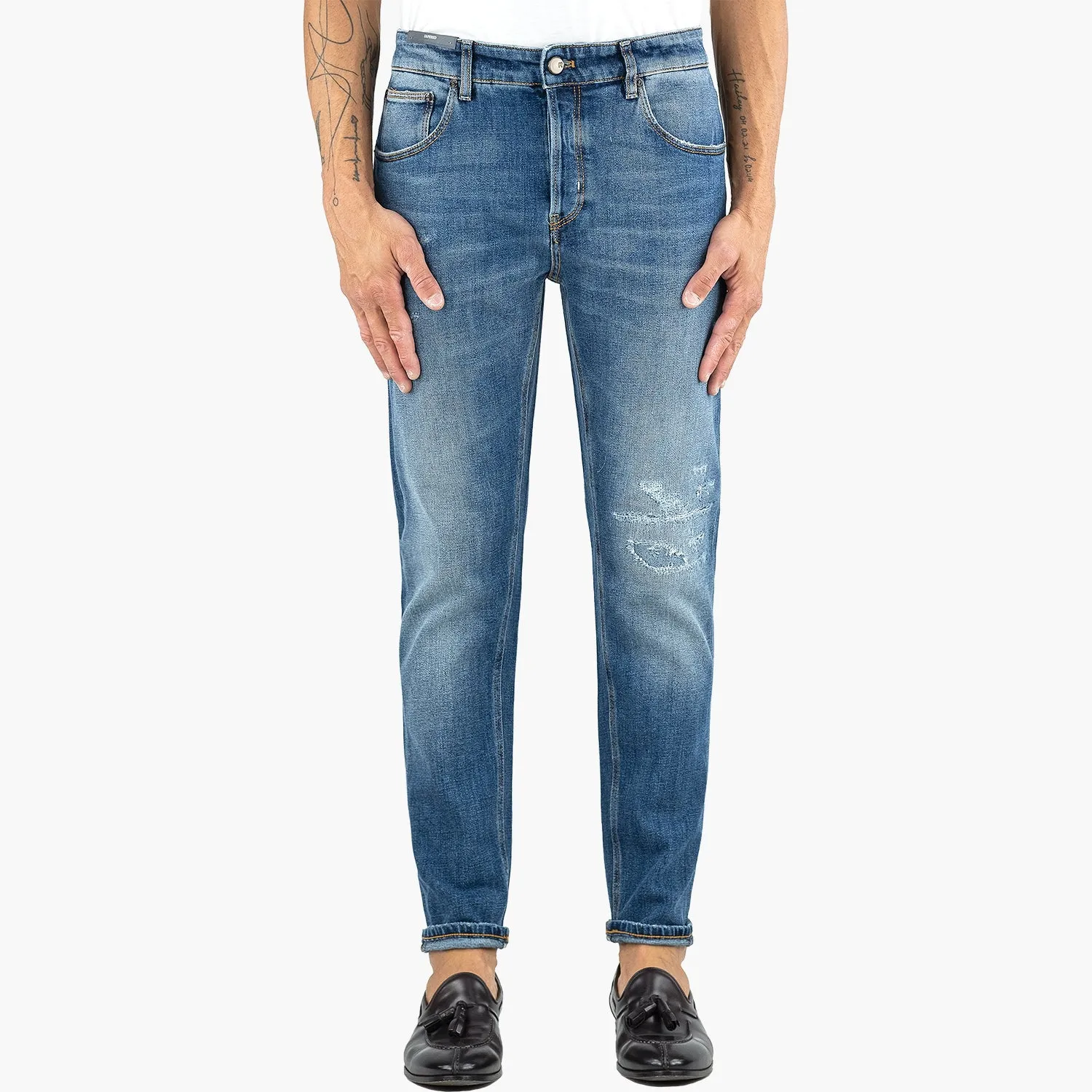 Jeans PT Torino Denim Reggae Stretch con Leggere Abrasioni Lavaggio Medio