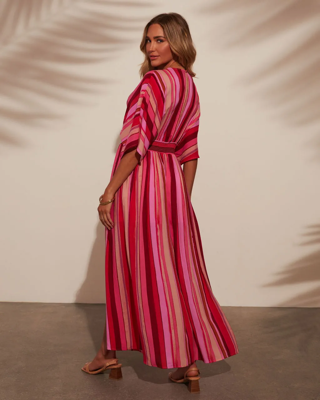 Kadie Striped Kimono Sleeve Maxi Dress