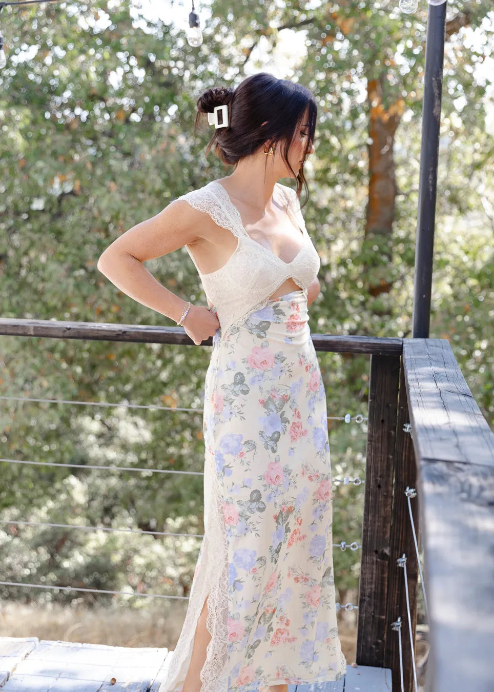 Lemonade Lace & Floral Midi Dress