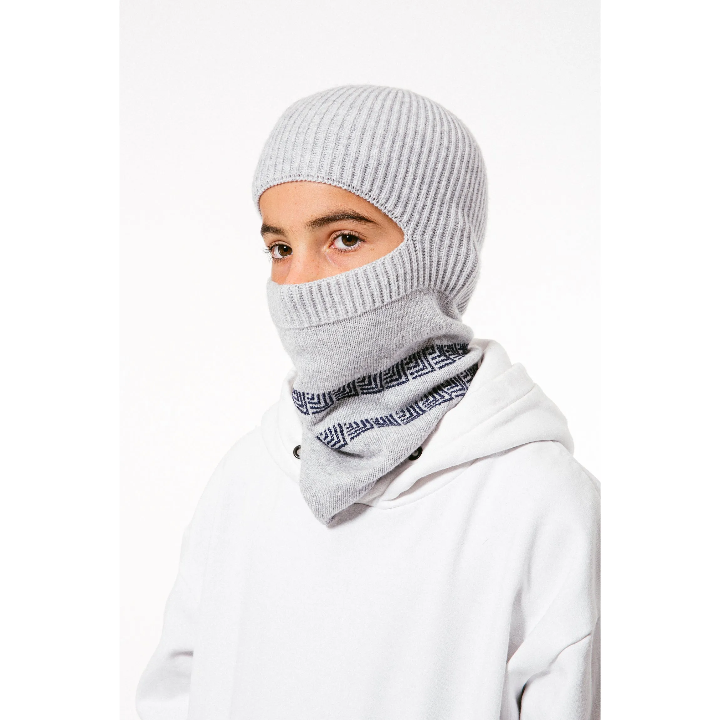 LIGHT GRAY CASHMERE BALACLAVA/BEANIE