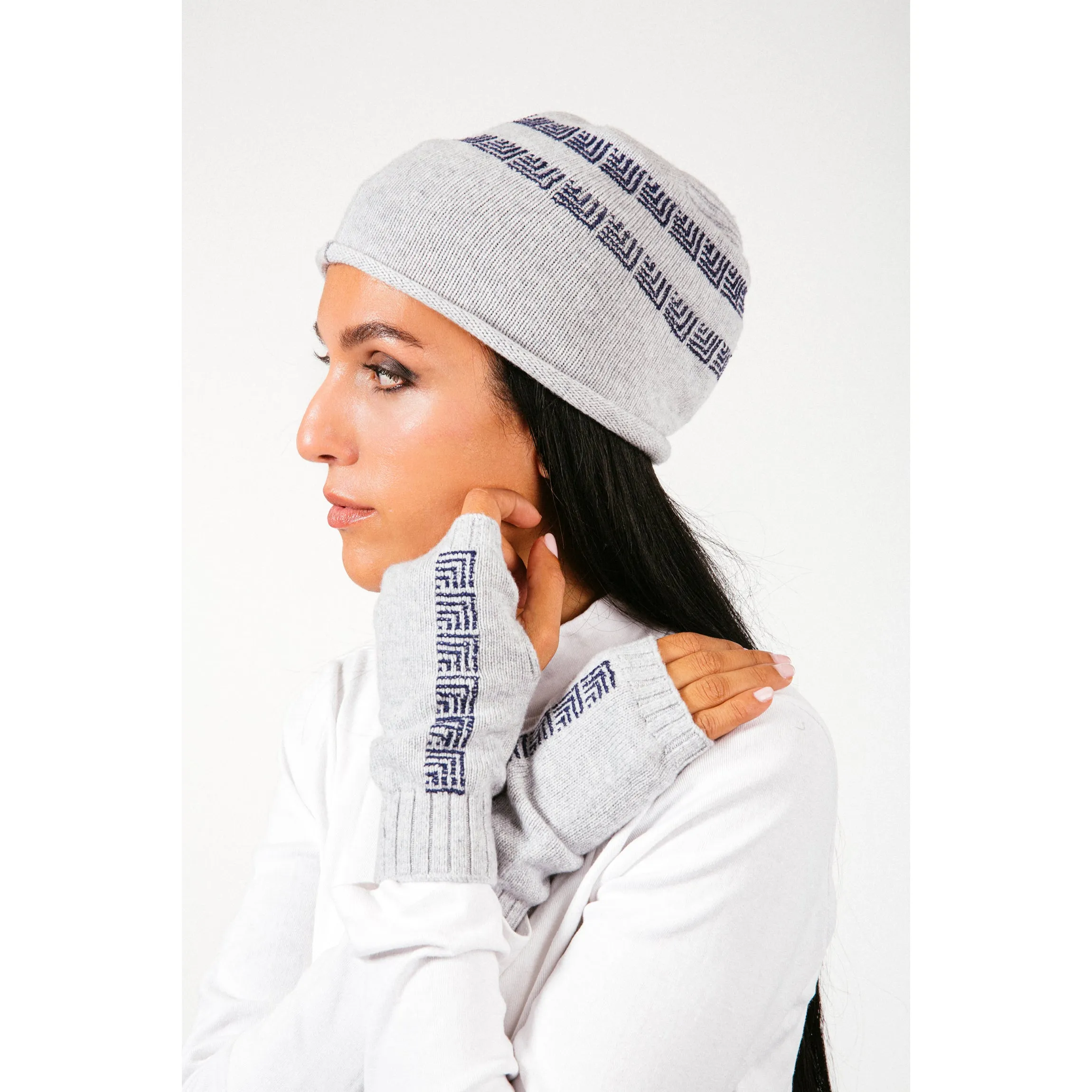 LIGHT GRAY CASHMERE BALACLAVA/BEANIE