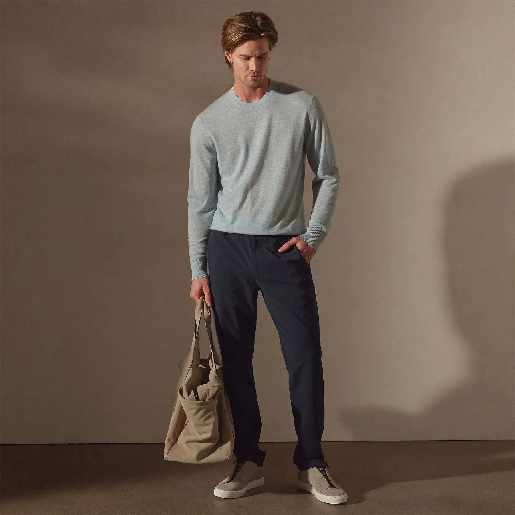 Lightweight Fine Gauge Cashmere Crew - Open Sky