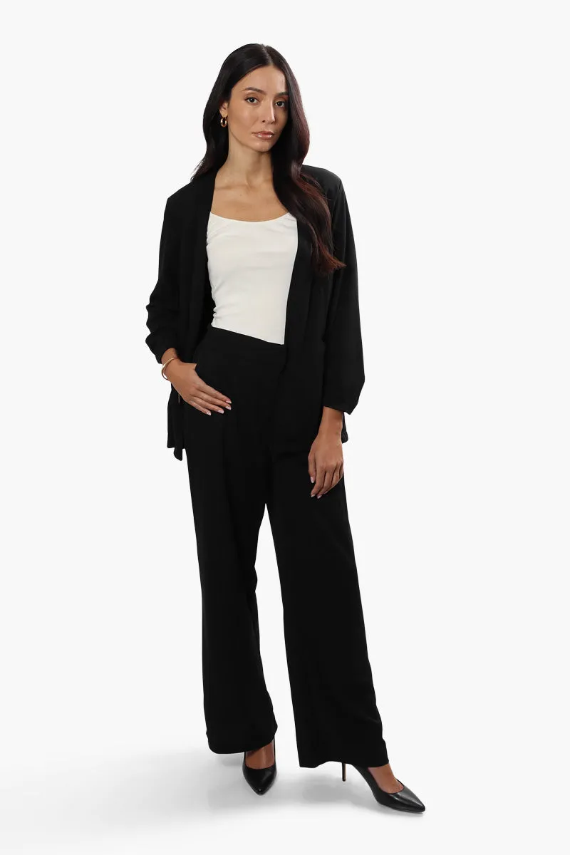 Limite Solid Wide Leg Pants - Black