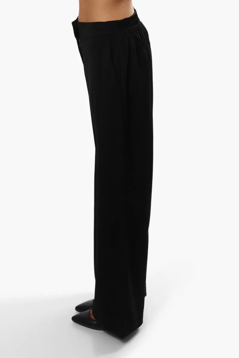 Limite Solid Wide Leg Pants - Black