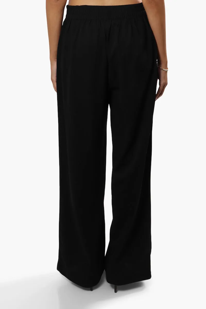 Limite Solid Wide Leg Pants - Black